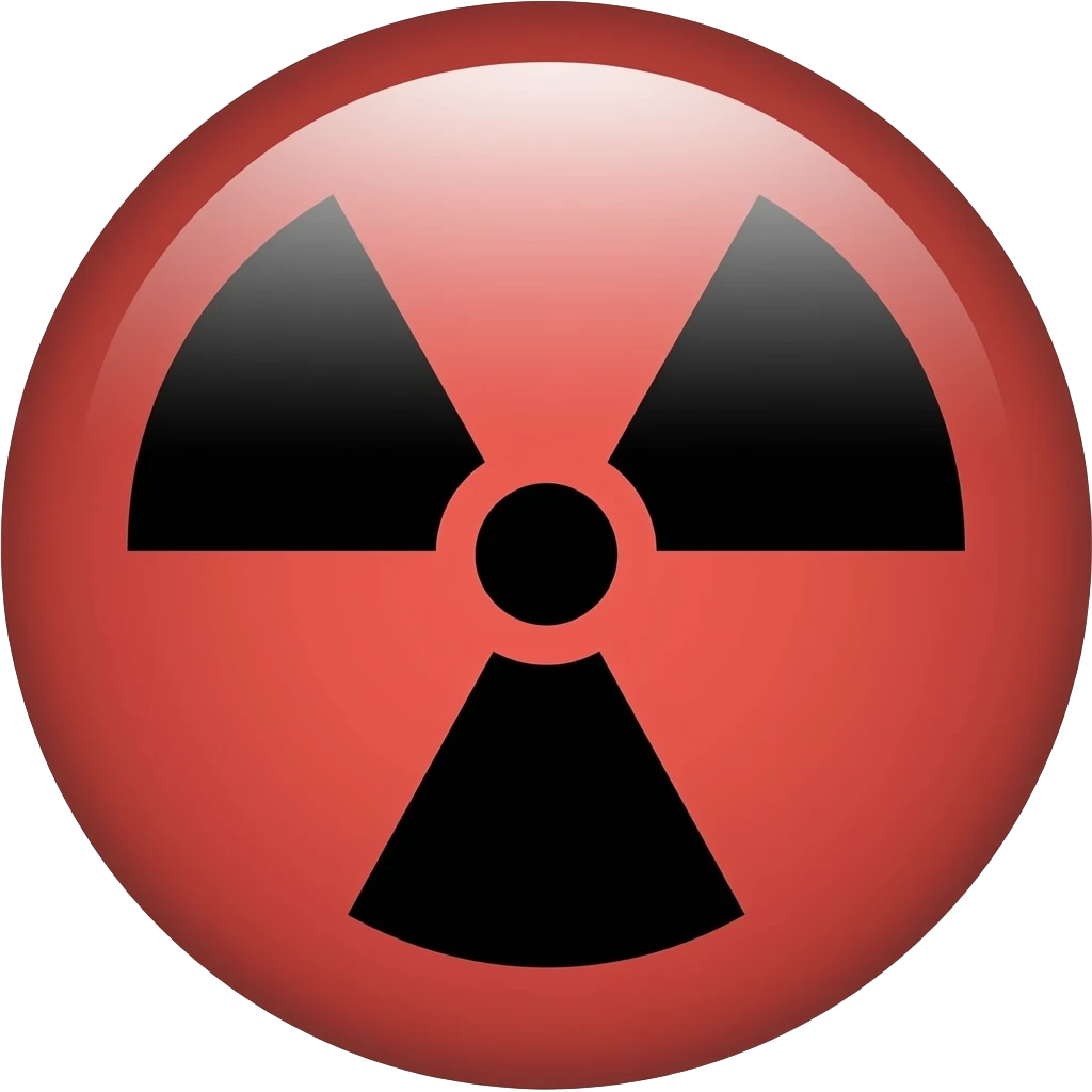 Radiation black symbold with red background by emoji