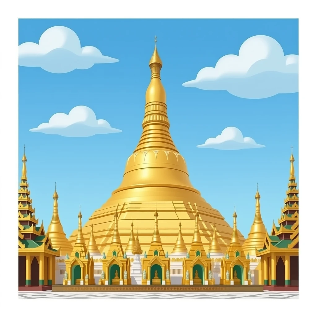 Shwedagon Pagoda, isolated, no landscape backgrounds, transparent, realistic emoji