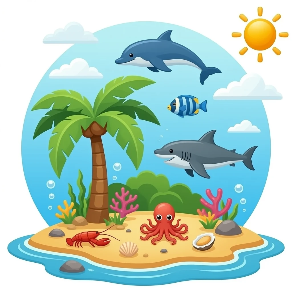 🏝🐳🐋🐬🐟🐠🐡🦈🐙🦀🦞🦐🦑🐚🪸🪼🦪 emoji