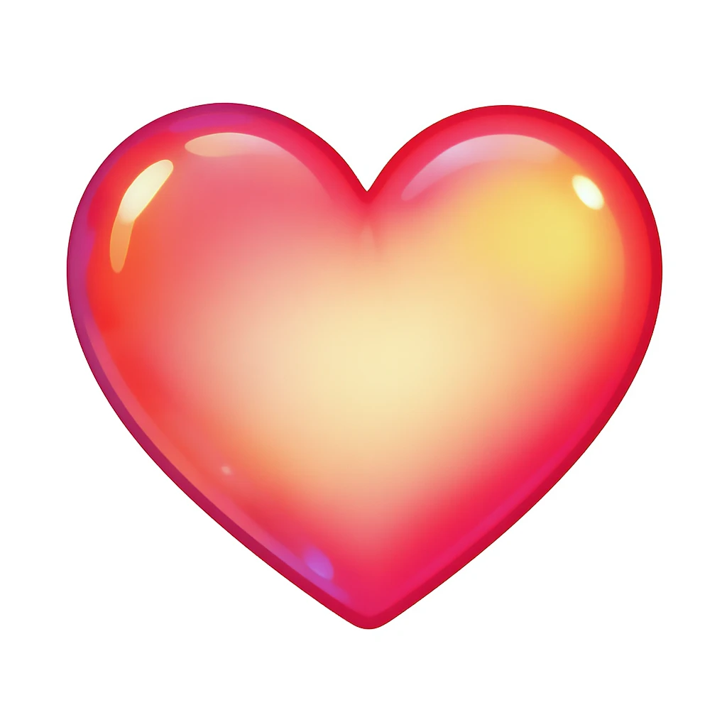 cute and shiny heart emoji with a gradient effect, no background emoji