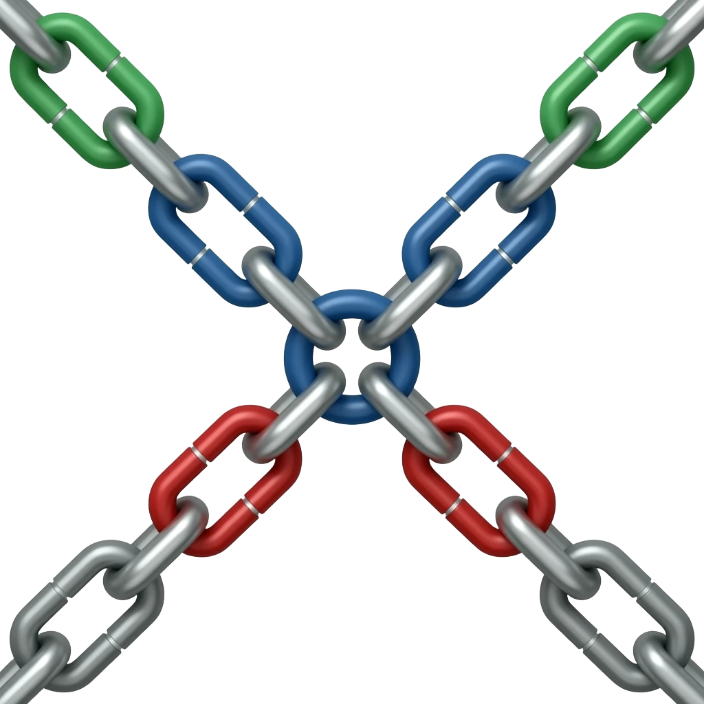 straight chain with green, blue and red links emoji
