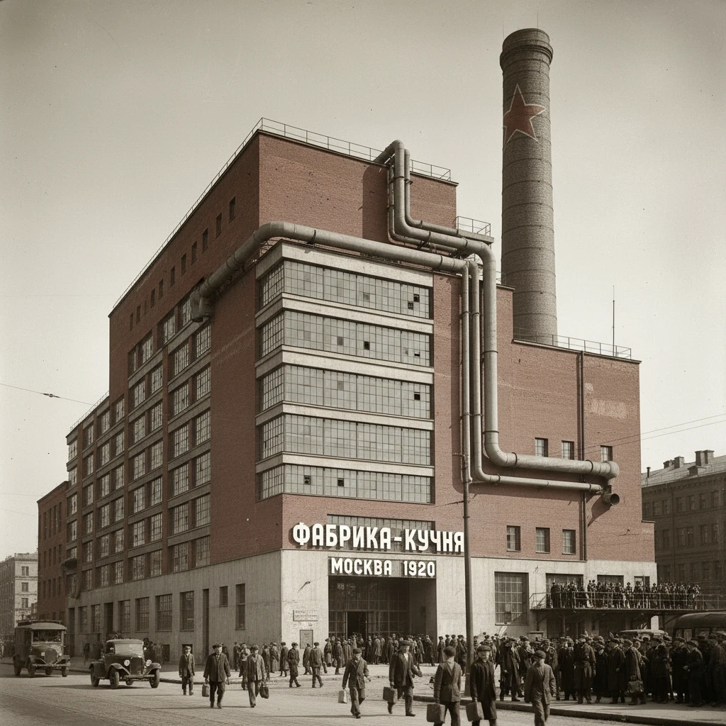 Конструктивистский фабрика-кухня в Москве 1920 года

Стиль - архивные цветные снимки emoji
