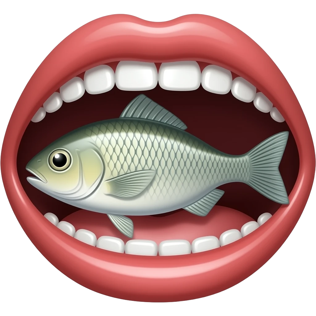 یه ماهی تو دهنش باشه 🎏🐟 emoji
