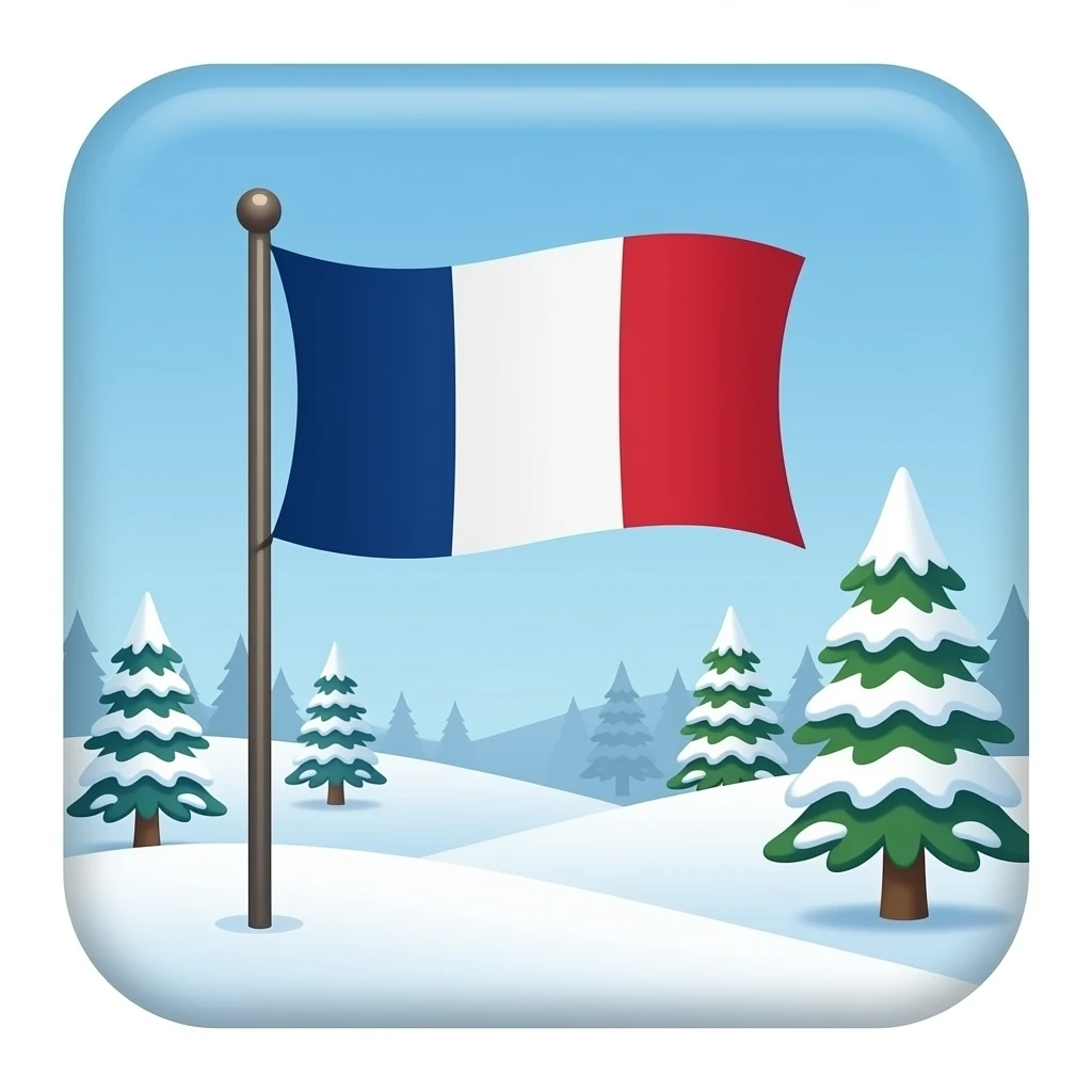 france in winter with the flag emoji