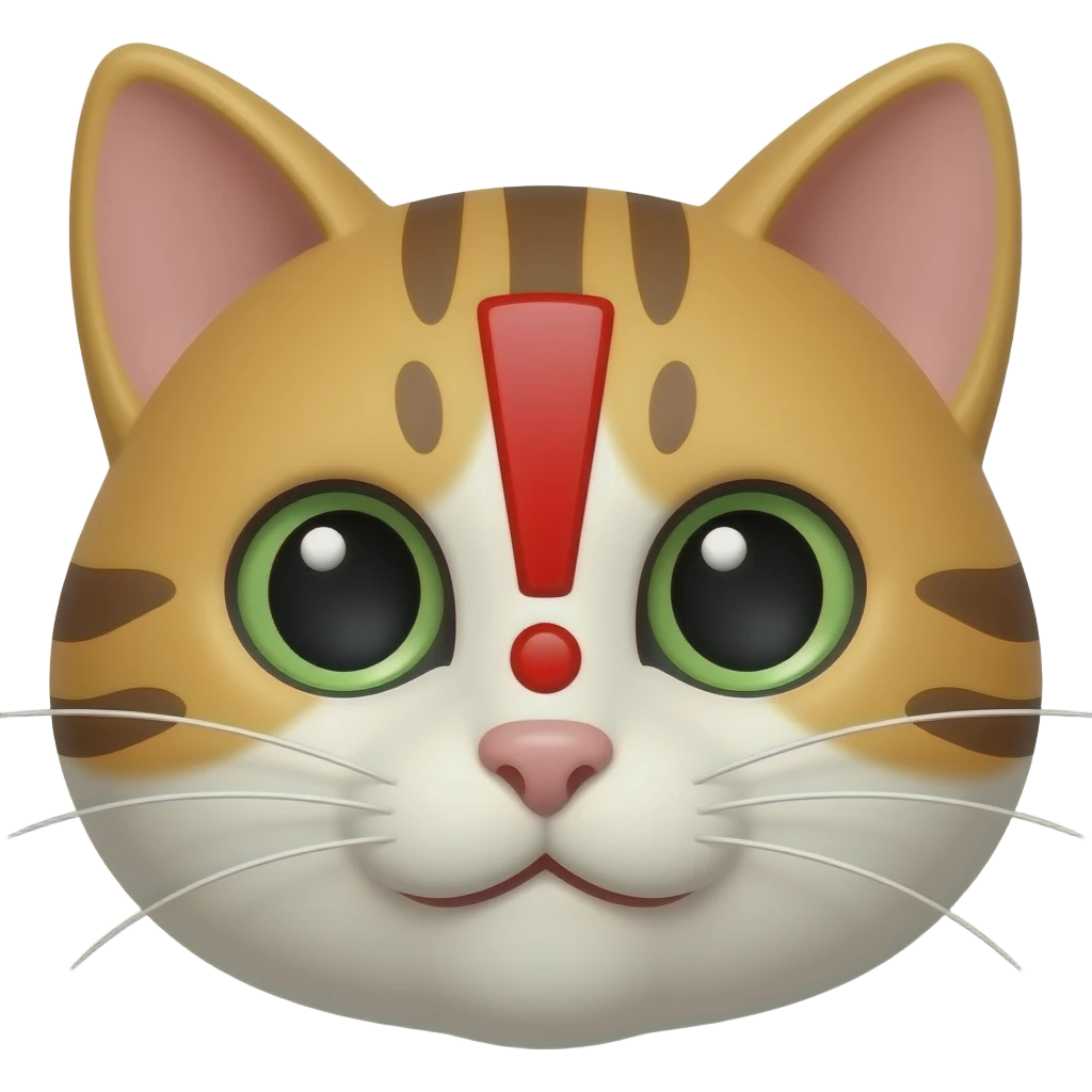 голова кота с красным восклицательным знаком emoji