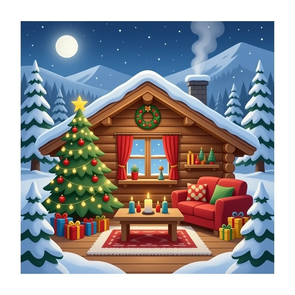 Christmas cozy corner in a charlet emoji