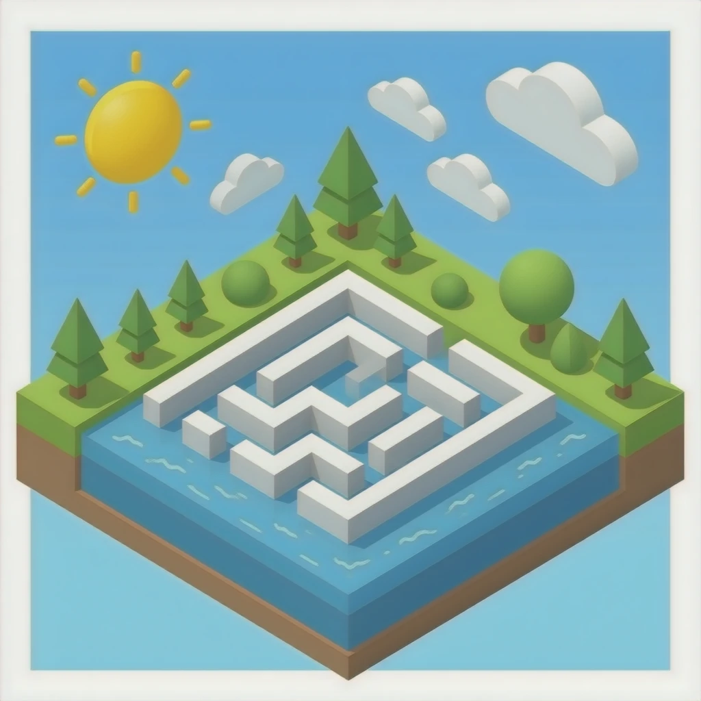 Isometric water maze emoji