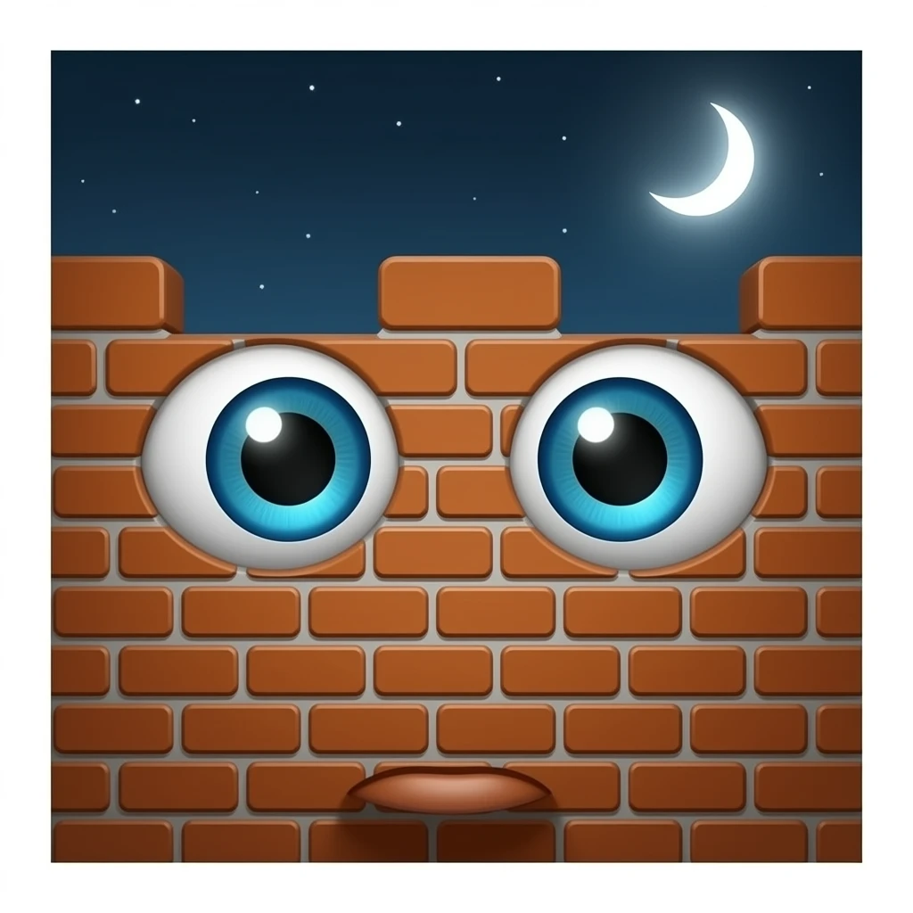 brick wall with eyes emoji