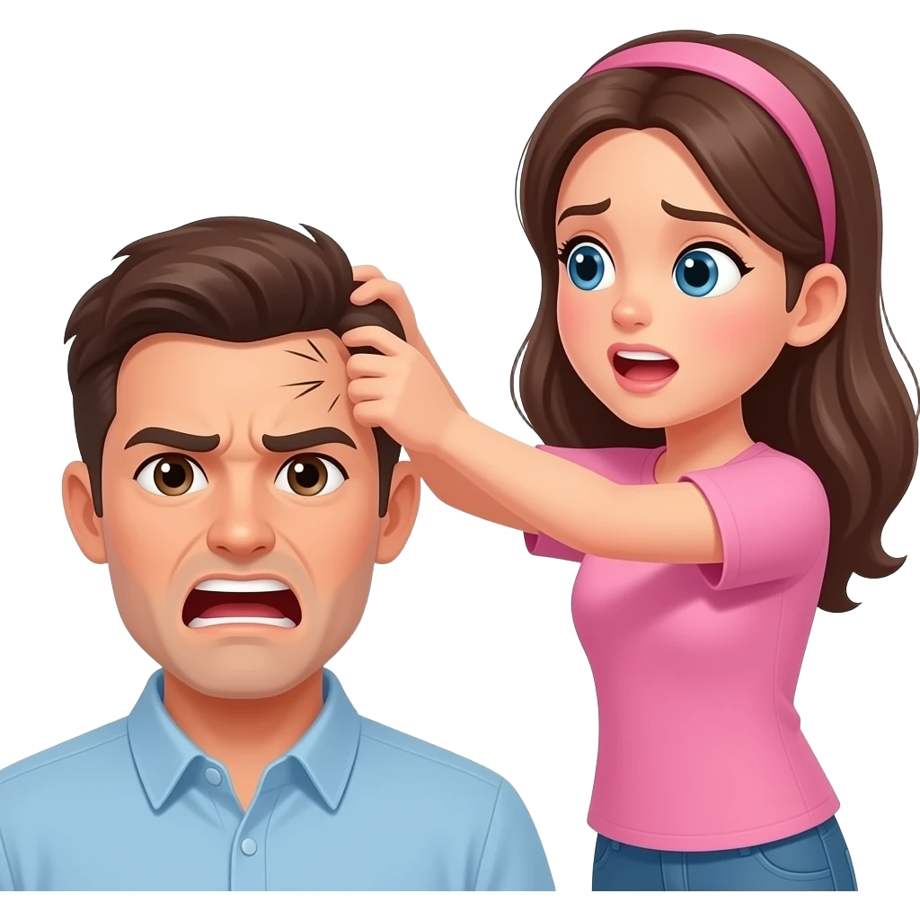 A girl pulling her hair out of his head in frustration emoji