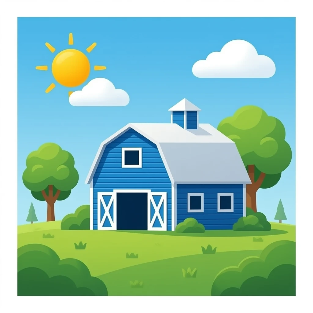 blue farm barn without backgroud emoji
