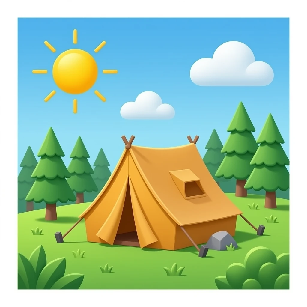camping tent, cartoonish emoji