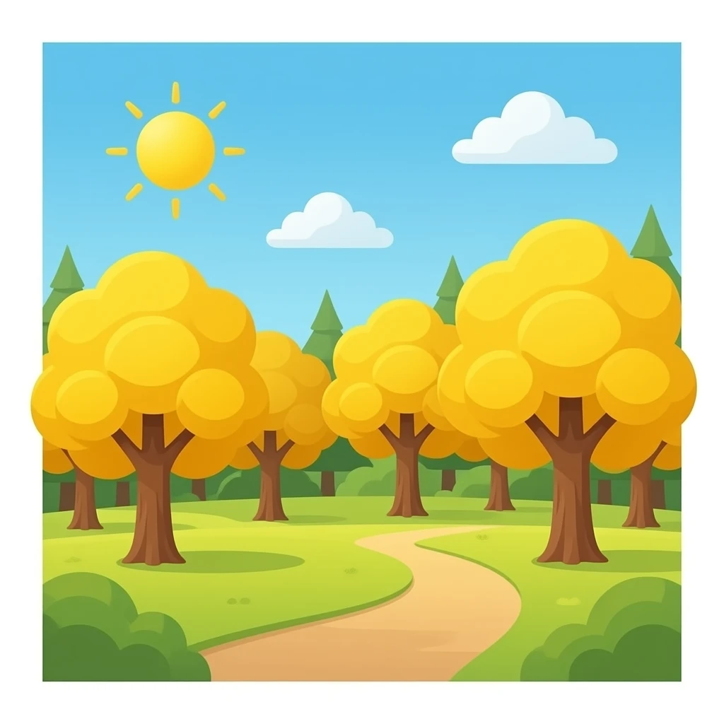 bosque de arboles amarillos postal emoji