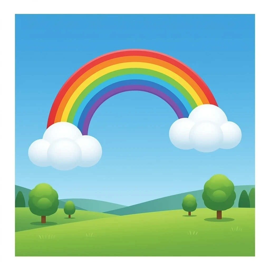 Rainbow among two clouds (one behind the other in front) emoji
