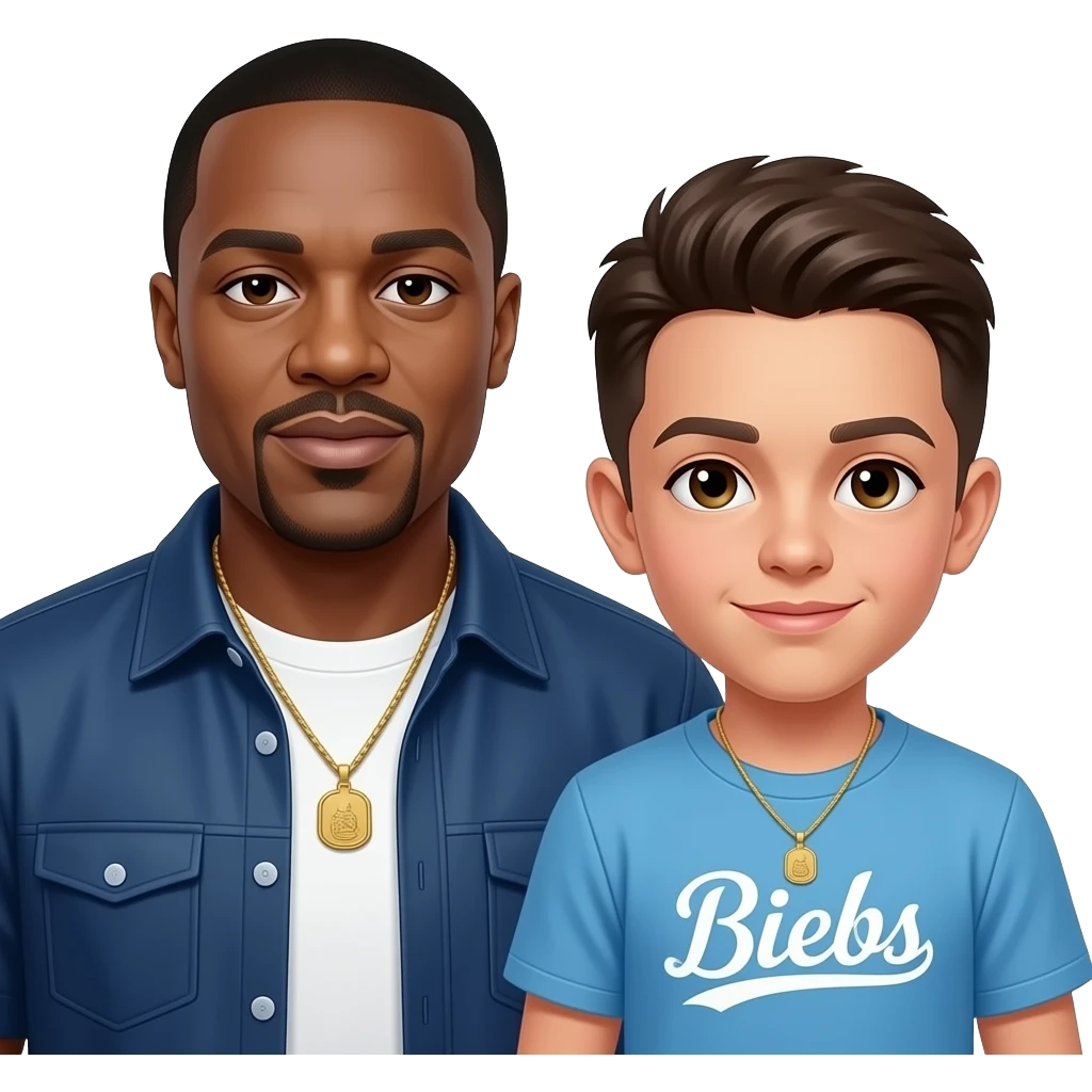 P Diddy with boy with Biebs shirt emoji