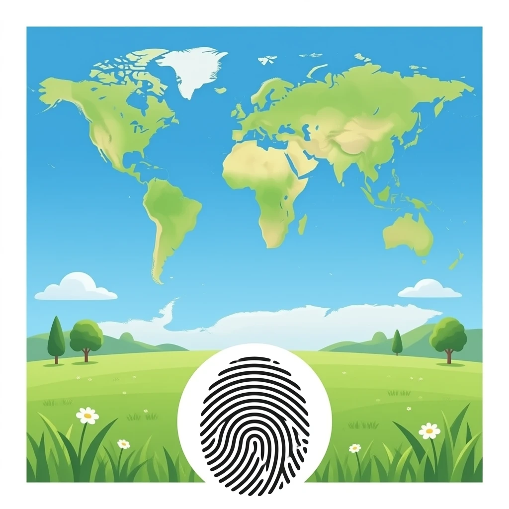 world map and fingerprint digital emoji