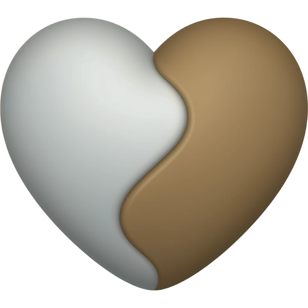 Necesito combinar estos dos corazones 🤎🤍 solo los colores Que sea mitad y mitad emoji