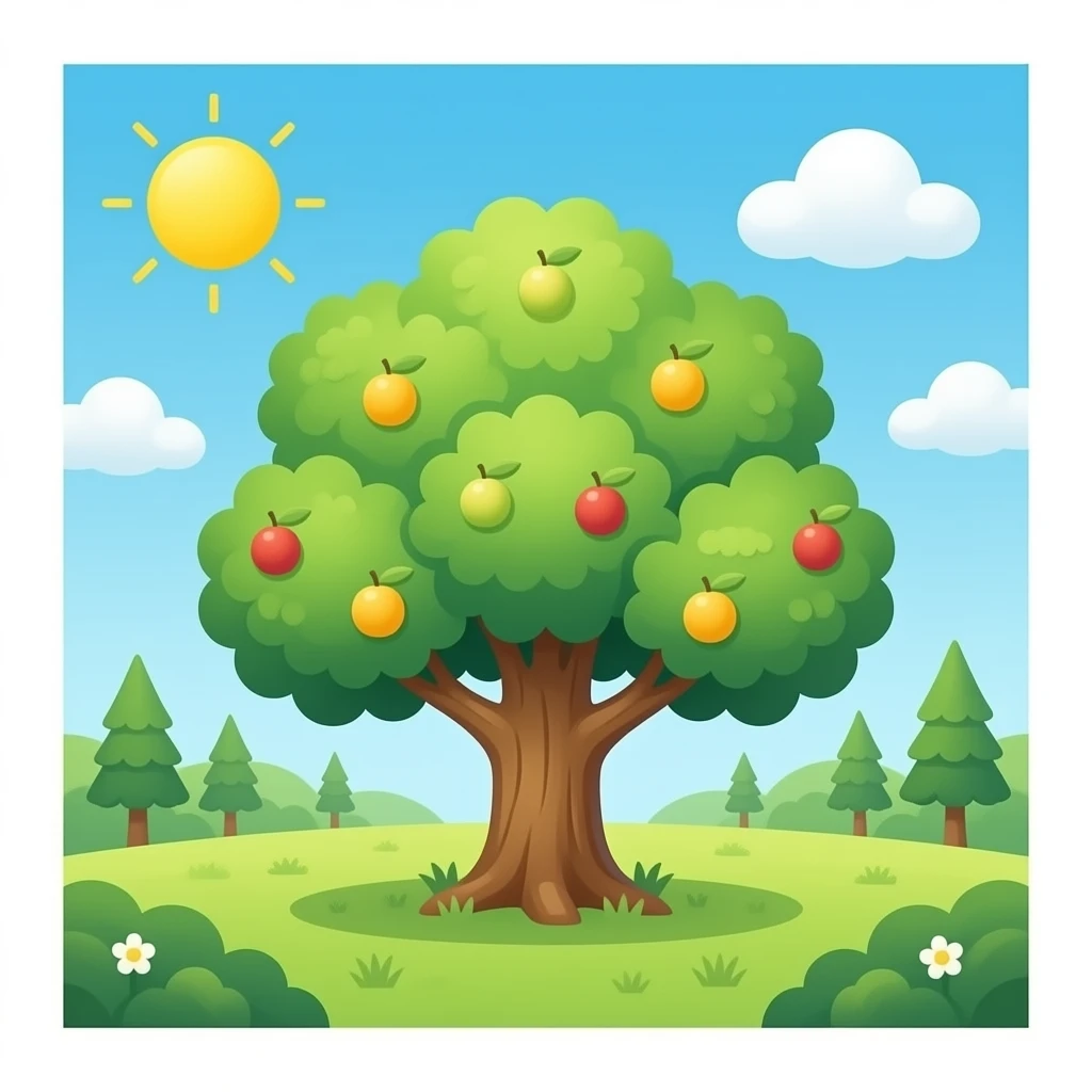 Kawaii el arbol de ayale fruta emoji
