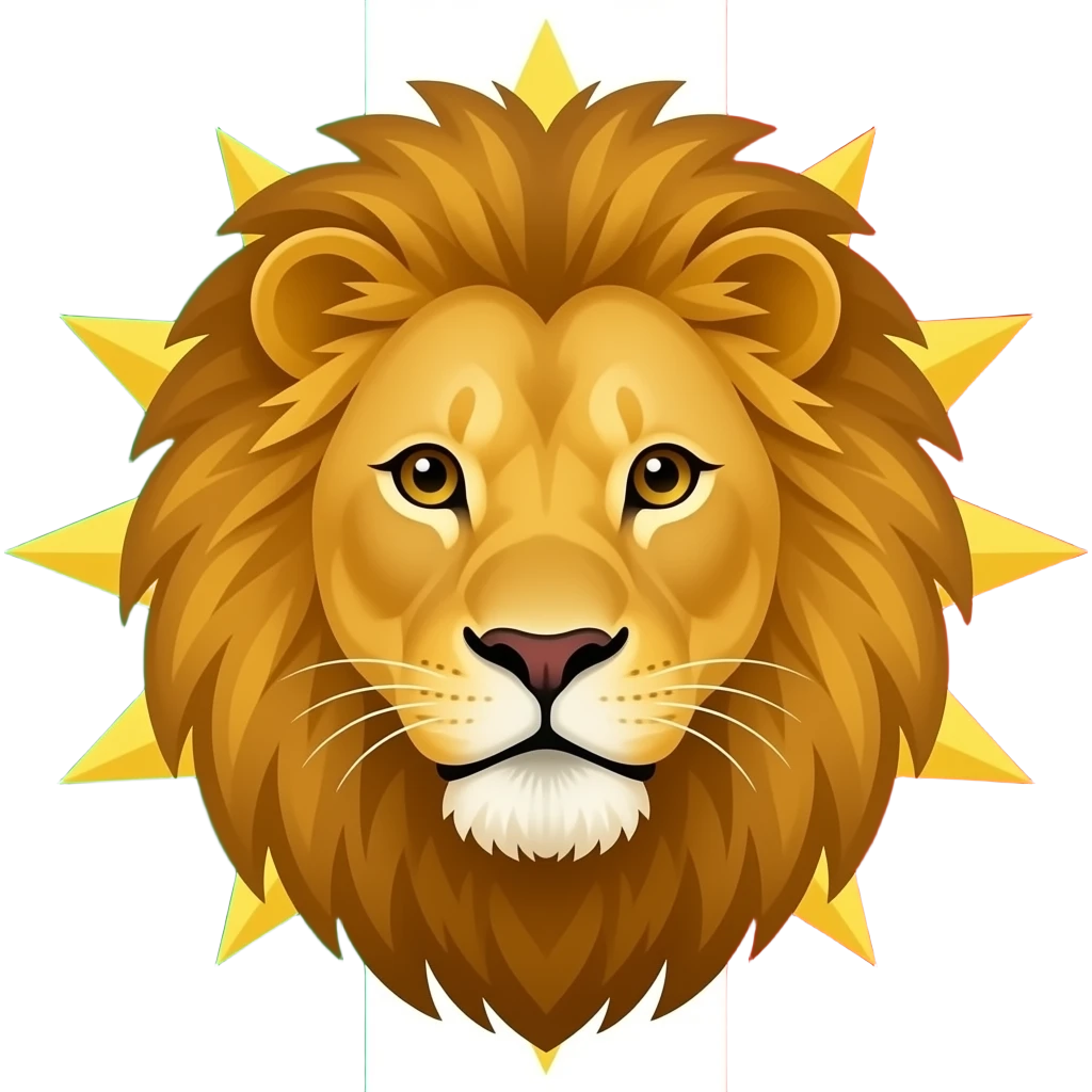 ایموجی شیر و خورشید با پس زمینه ی سه رنگ سبز و سفید وقرمز emoji