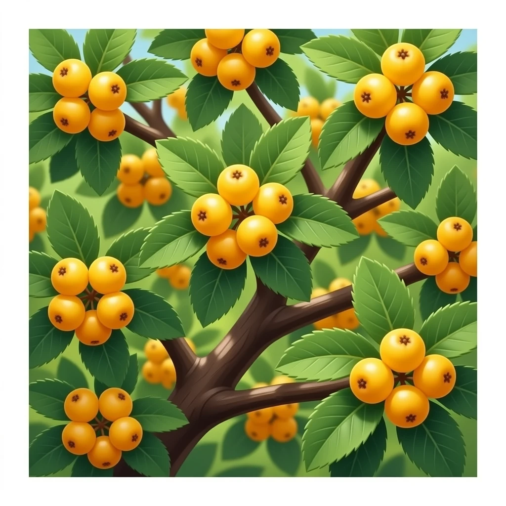 Photorealistic alycha tree: dense clusters of small yellow‑orange ...