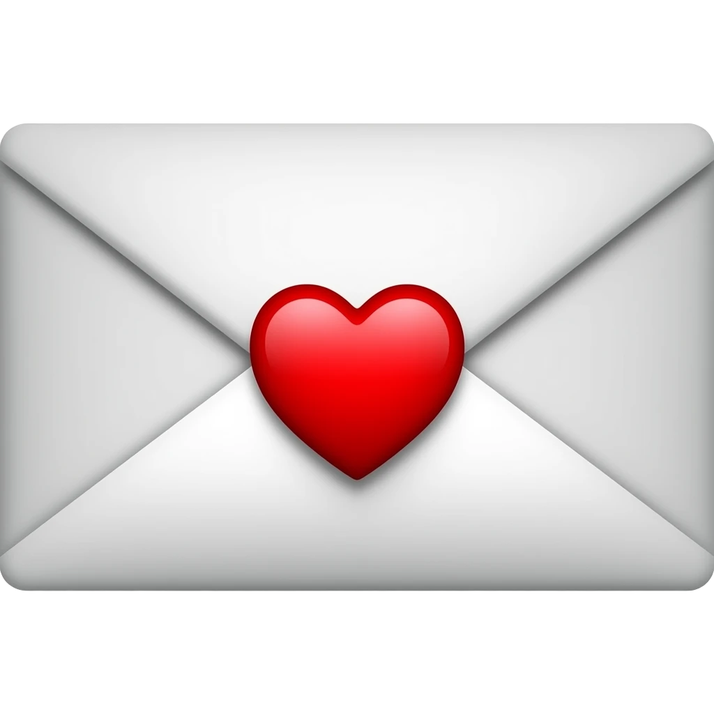 편지 하트 가운데 emoji