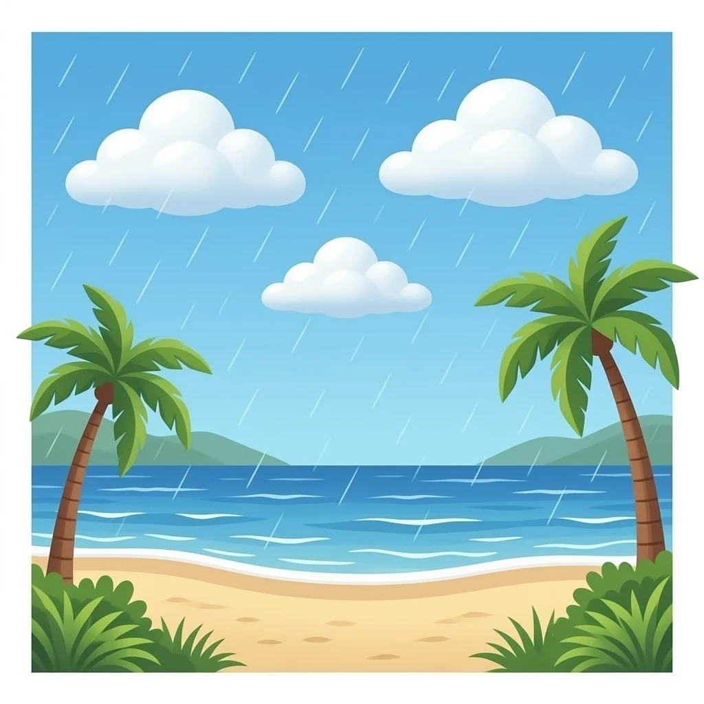 rainy beach emoji