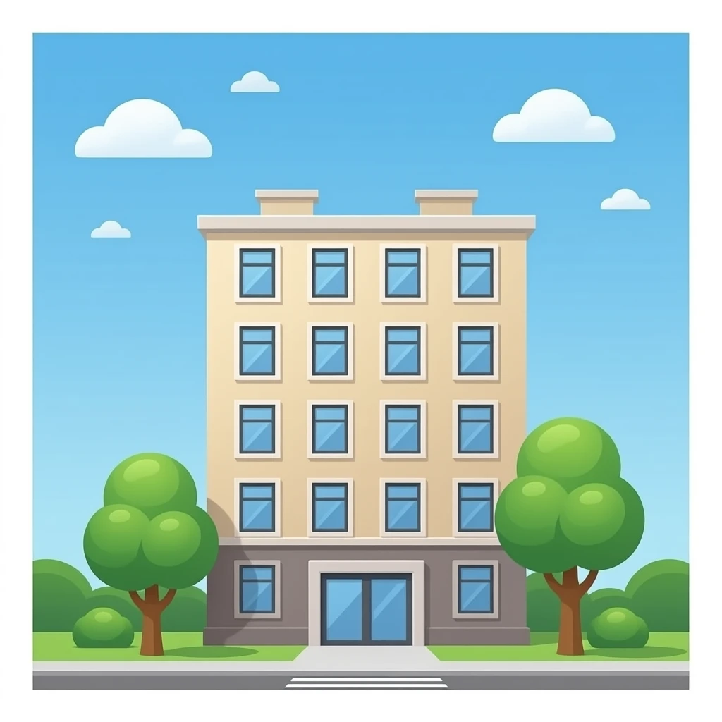 Crea un emoji de un edificio de 6 pisos sin fondo emoji