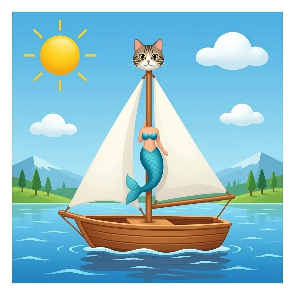 boat with a cat masthead instead of a mermaid emoji