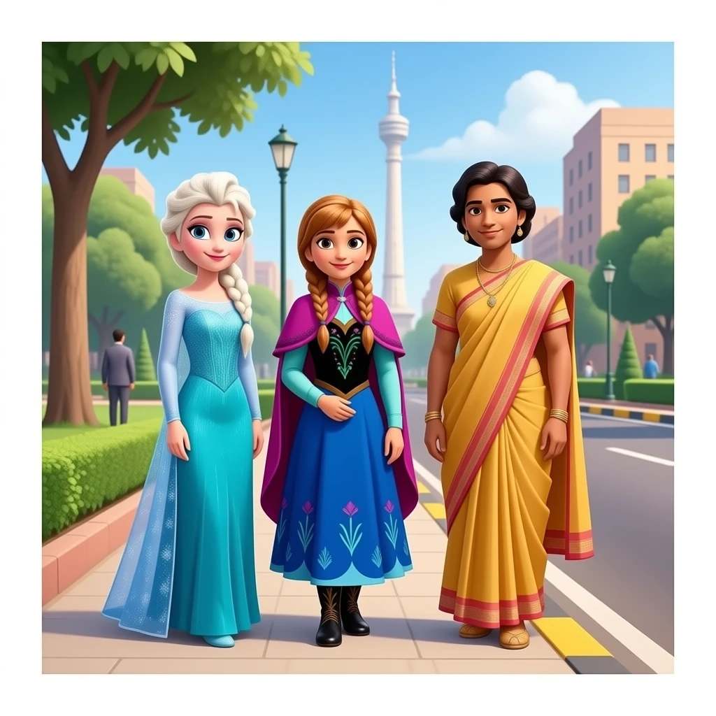 एल्सा और अन्ना अरेंडेल डिज्नी फ्रोजेन से दोनों ने युवराज वस्त्र से पहनके मिलकर इंदिरा गांधी से मिल लिया 7 लोक कल्याण मार्ग न्यू दिल्ली भारत emoji