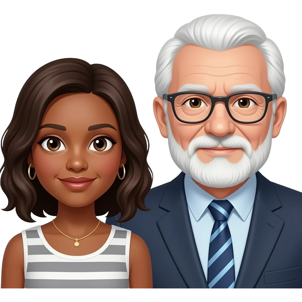 Ebony girl white older gentleman emoji