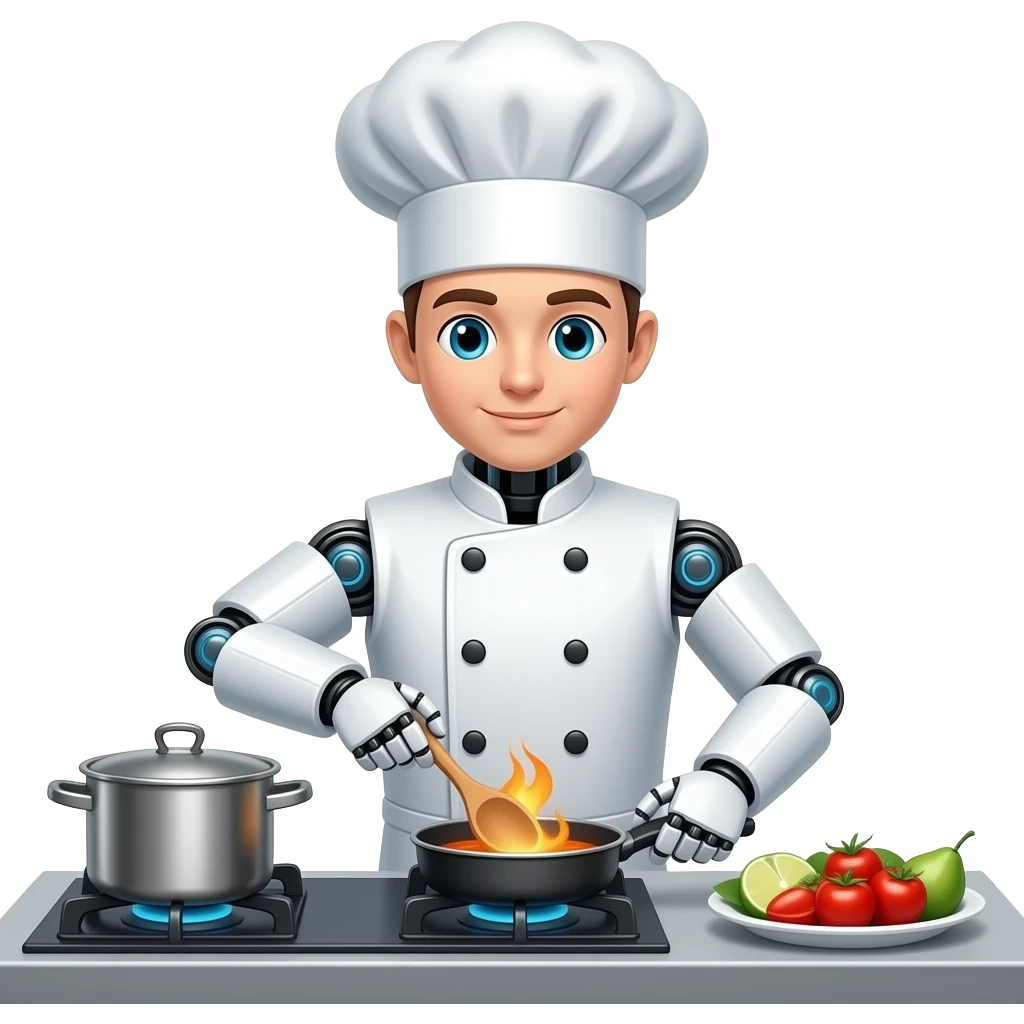 robot chef cooking let's cook emoji