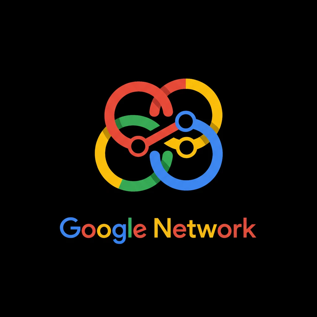 Используя стилистику логотипов Google для поисковика и Cloud сервиса сгенерируй логотип для Google Network emoji