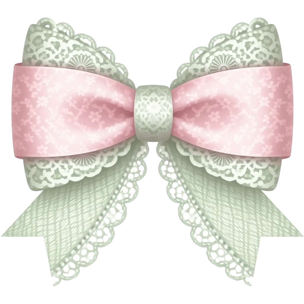 light pink & light green on bow lace coquette bow emoji