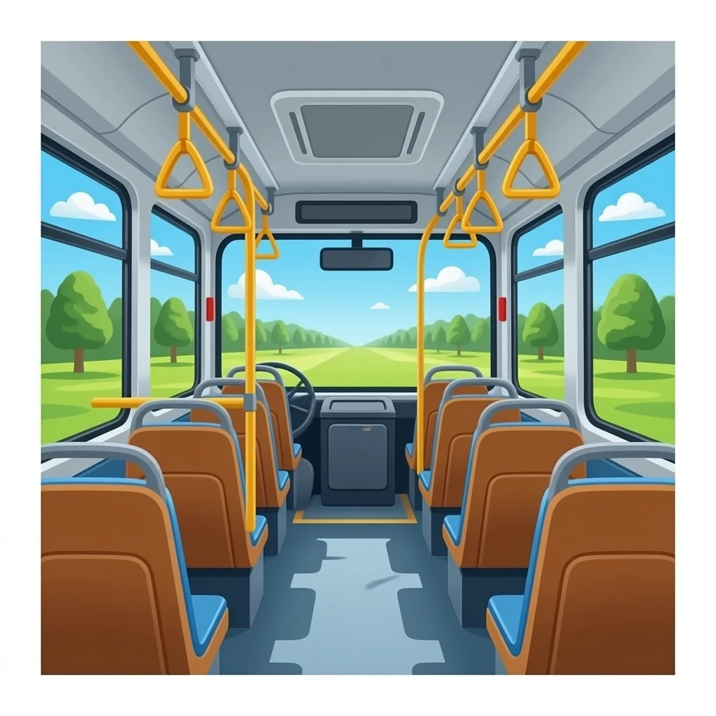 Bus interior in a highway emoji