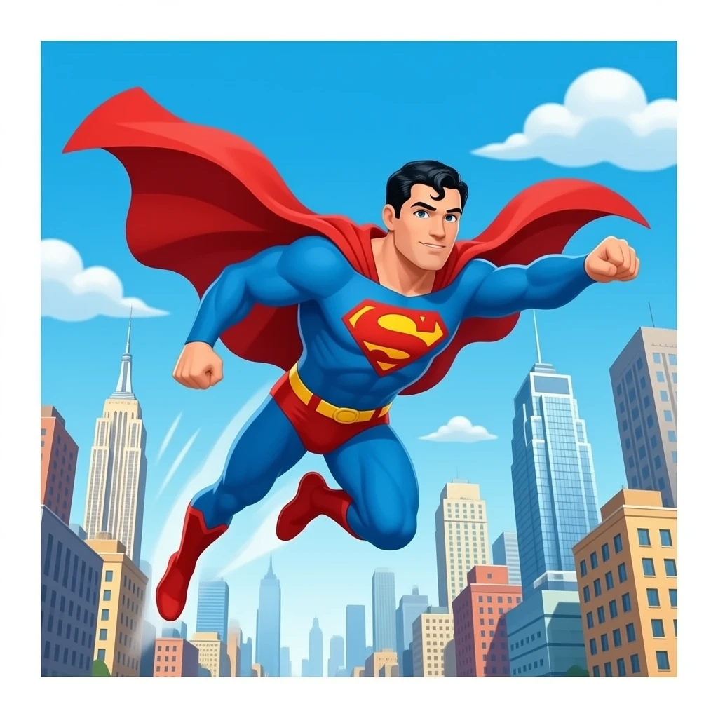 Krypto from Superman flying in the air in a city emoji