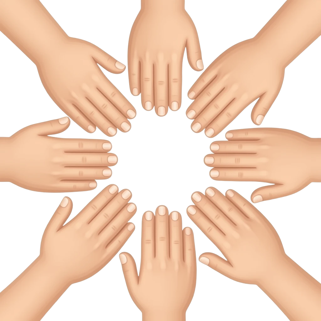 multiple hands touching each other emoji