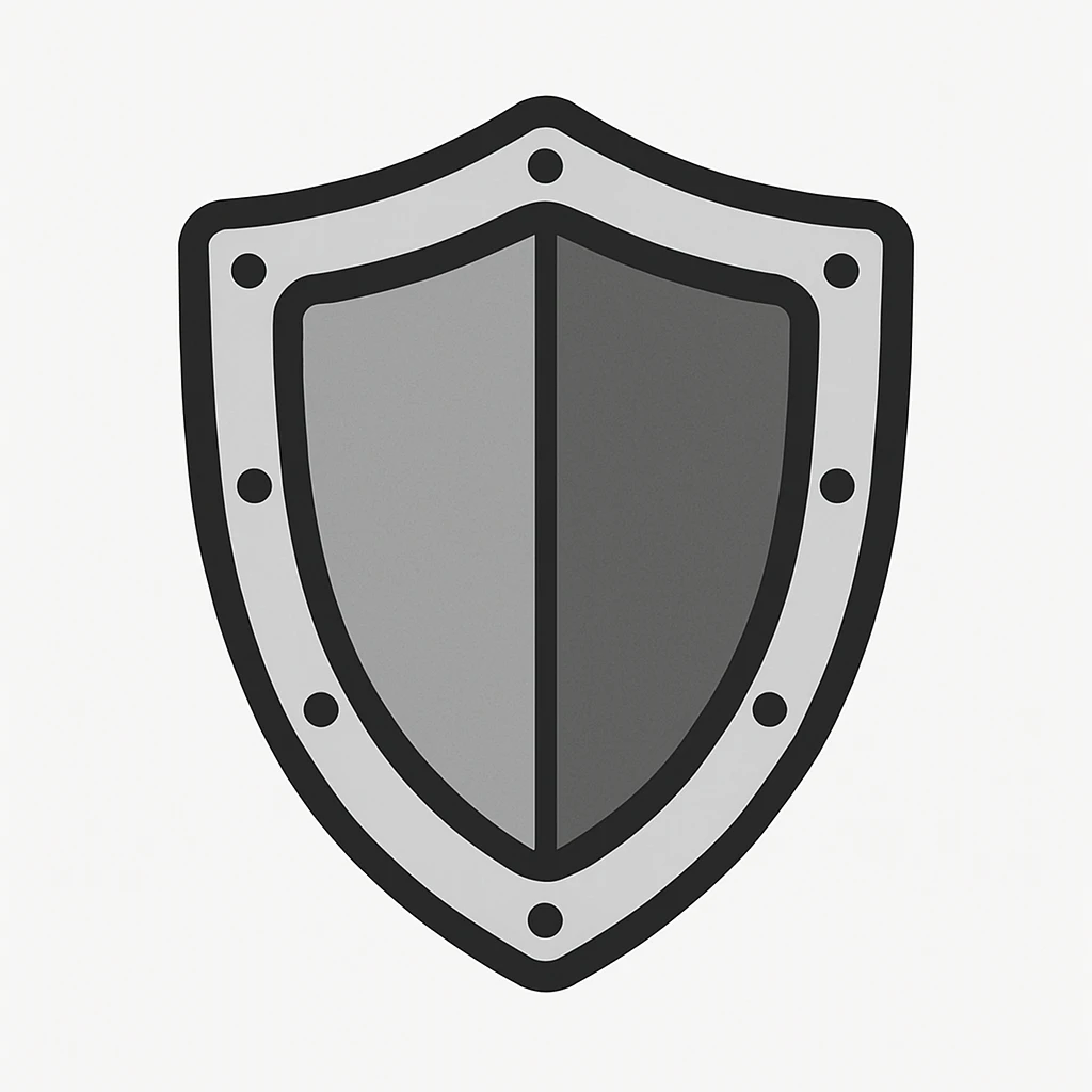 classic medieval shield, metallic, simple, modern flat icon style emoji