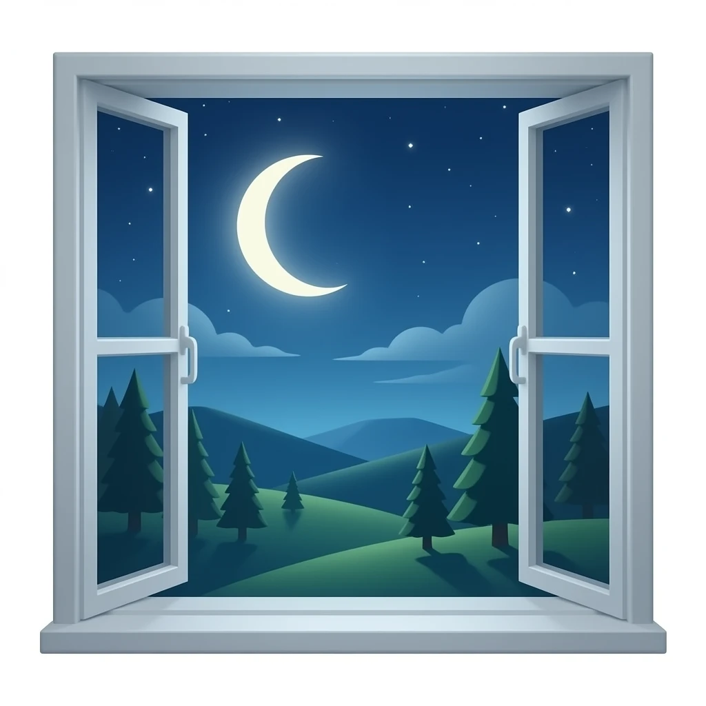 window view from bedroom at eclipse nighttime emoji