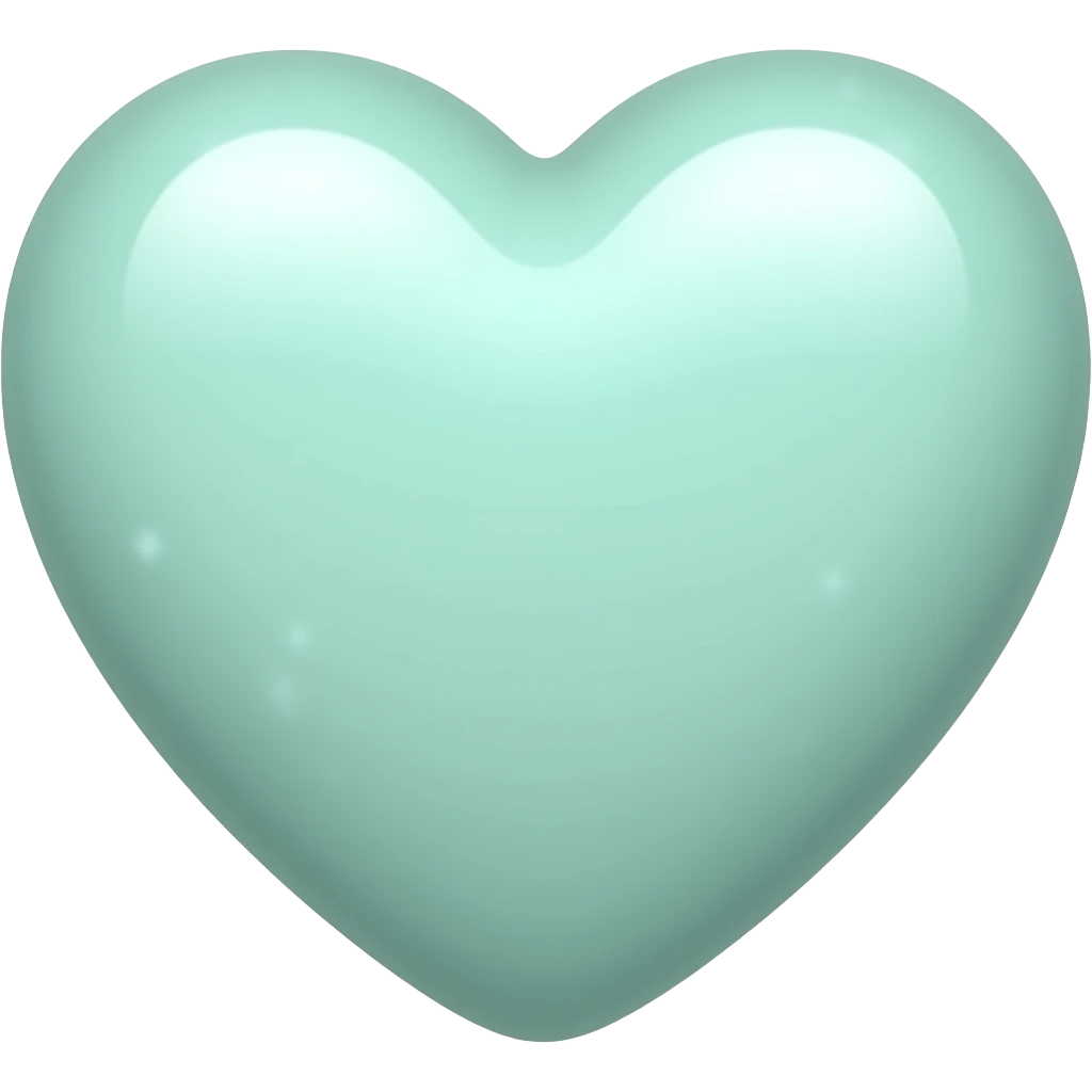 Light mint heart with white sparkles emoji