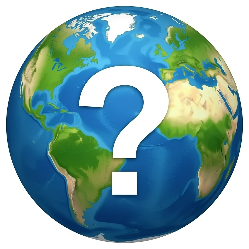 planete terre avec un point d'interrogation emoji