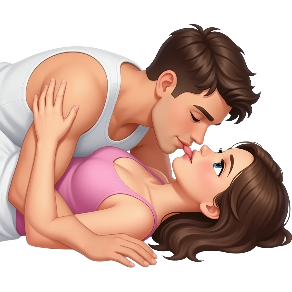 یک پسر که افتاده رویه یک دختر و دارن سکس میکنن emoji