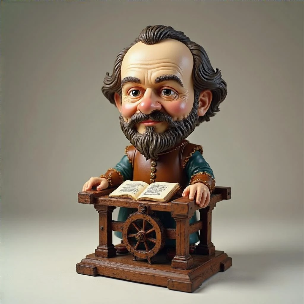 Печатный станок Гутенберга в стиле и с текстурами Bobblehead, прозрачный фон emoji