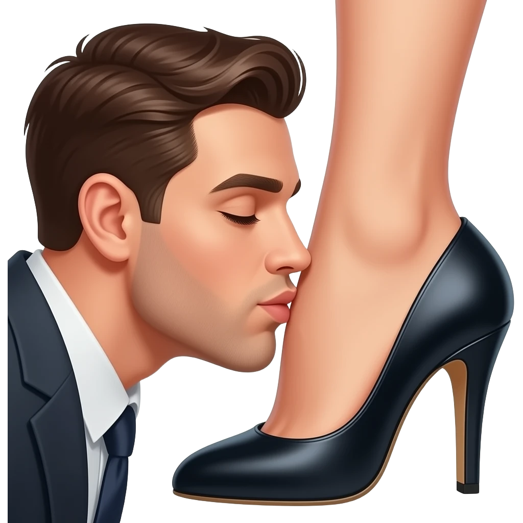 A man kissing a pretty foot in a high heel emoji