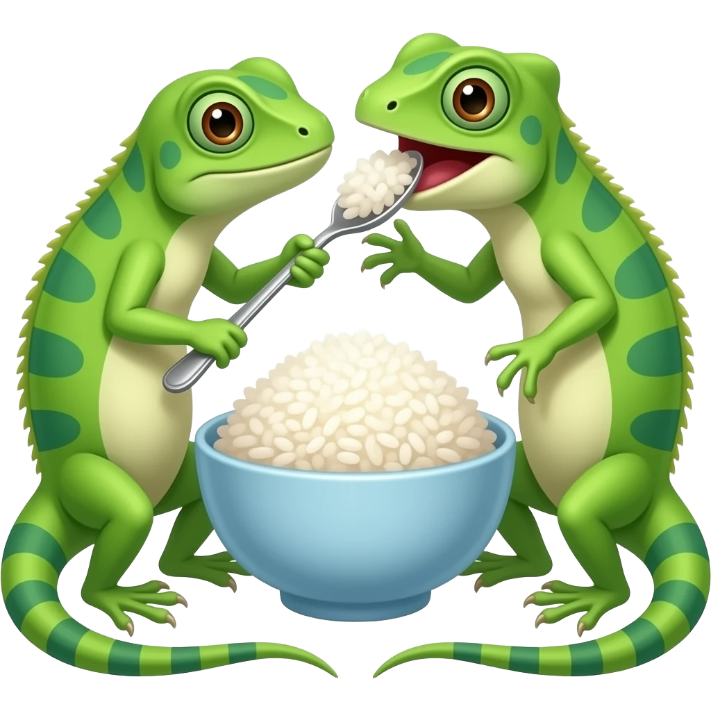 🦎🦎🥄🍚 蜥蜴吃食物 emoji