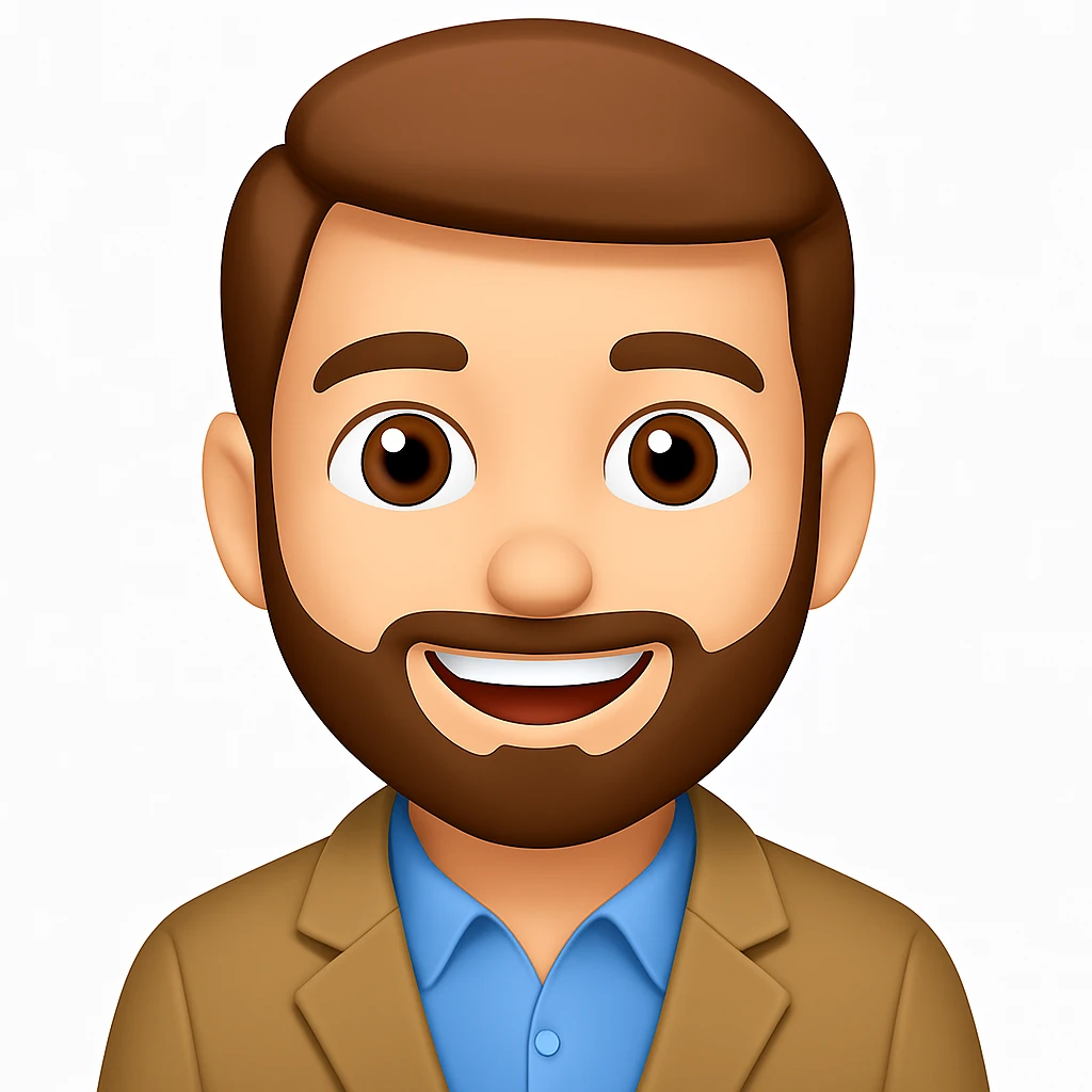 turn the second man in emoji style of the 1st image, match the facial features and clothes emoji
