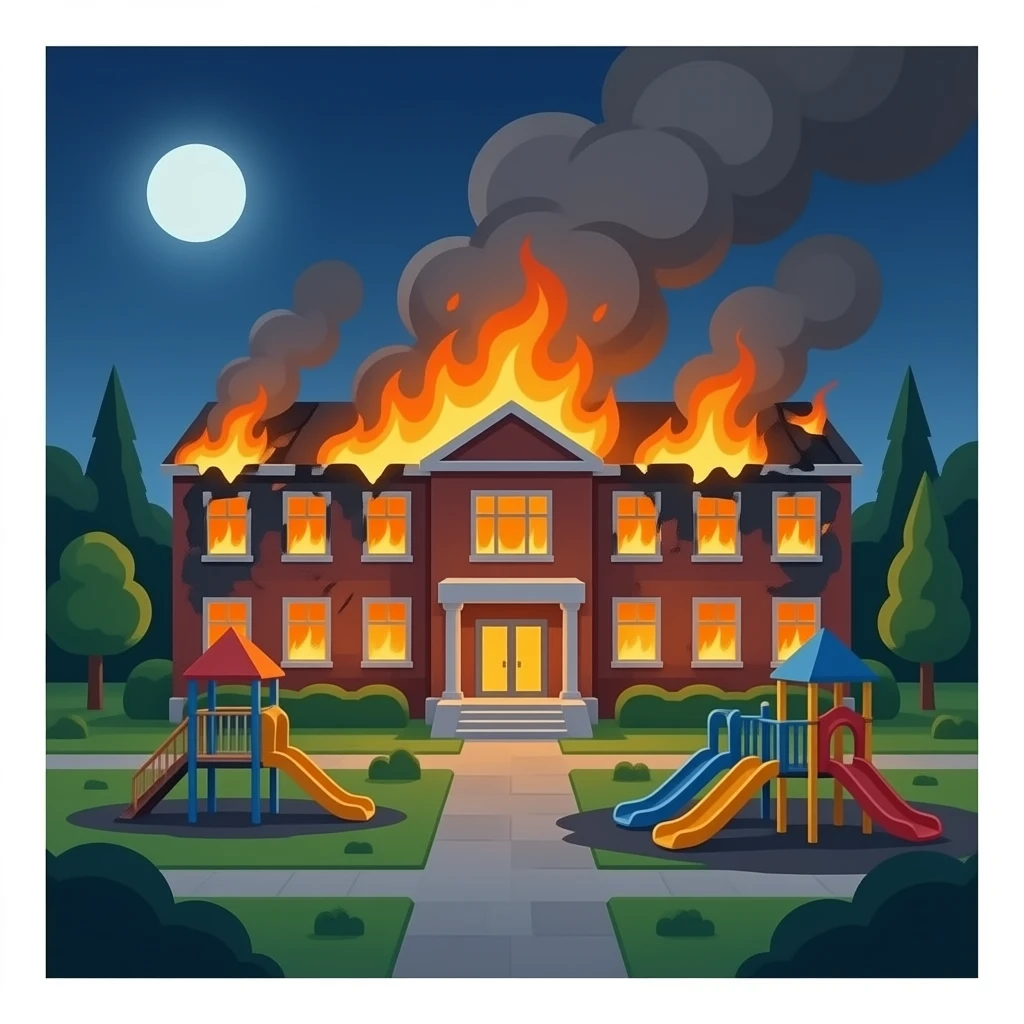 School on fire emoji