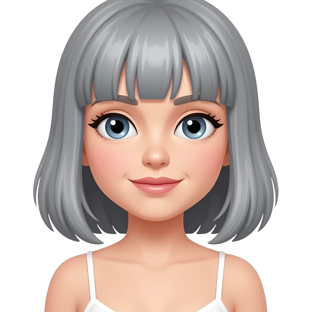 Grey hair female bangs undressing emoji