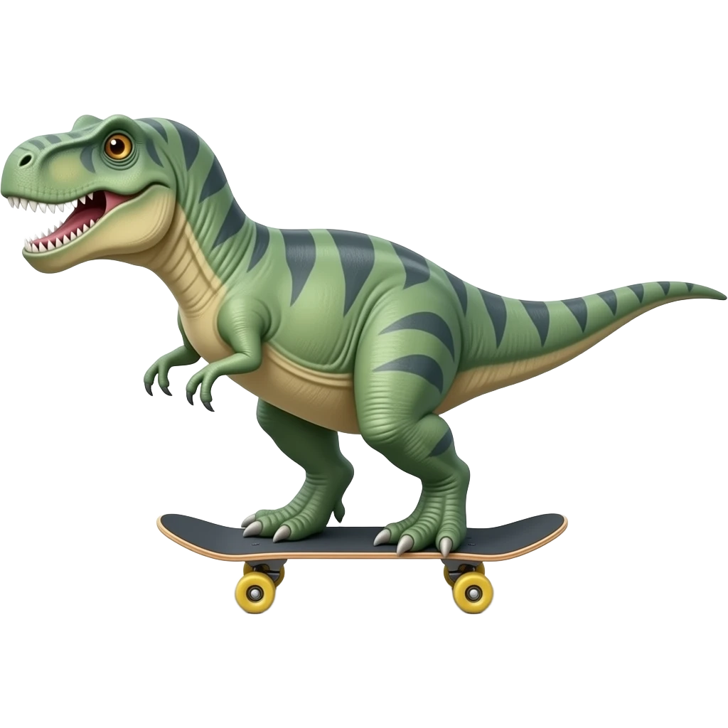 Dinosaur on a skateboard emoji