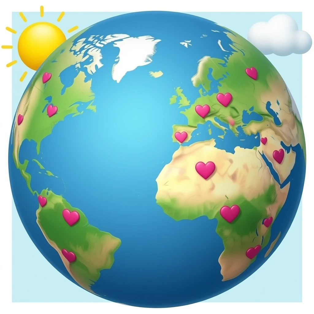 World with lots of hearts emoji
