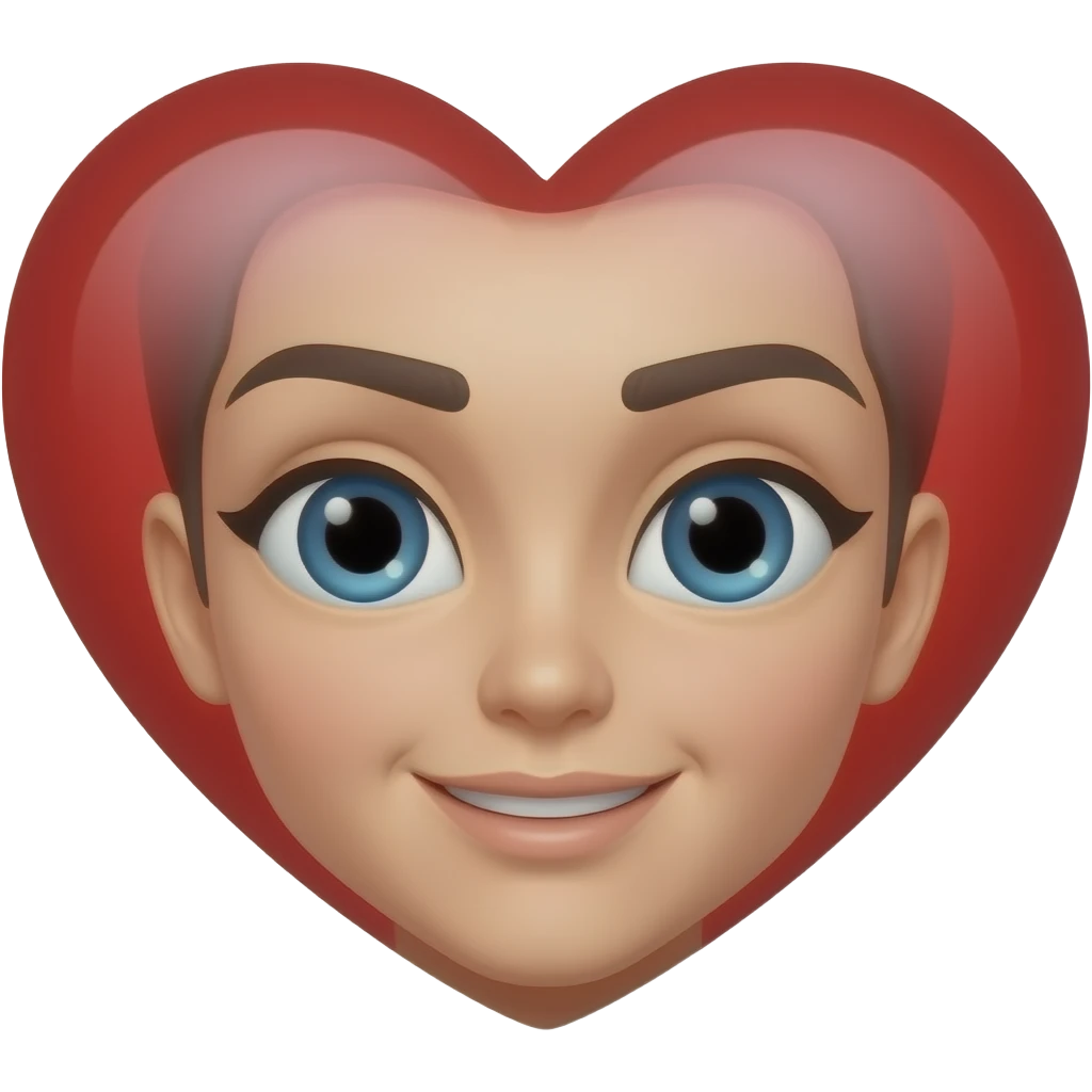 red solid heart shape highlighted eyebrow emoji