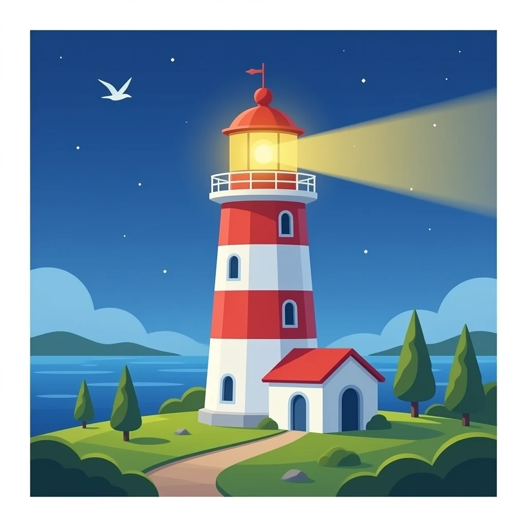 Lighthouse with light no background emoji
